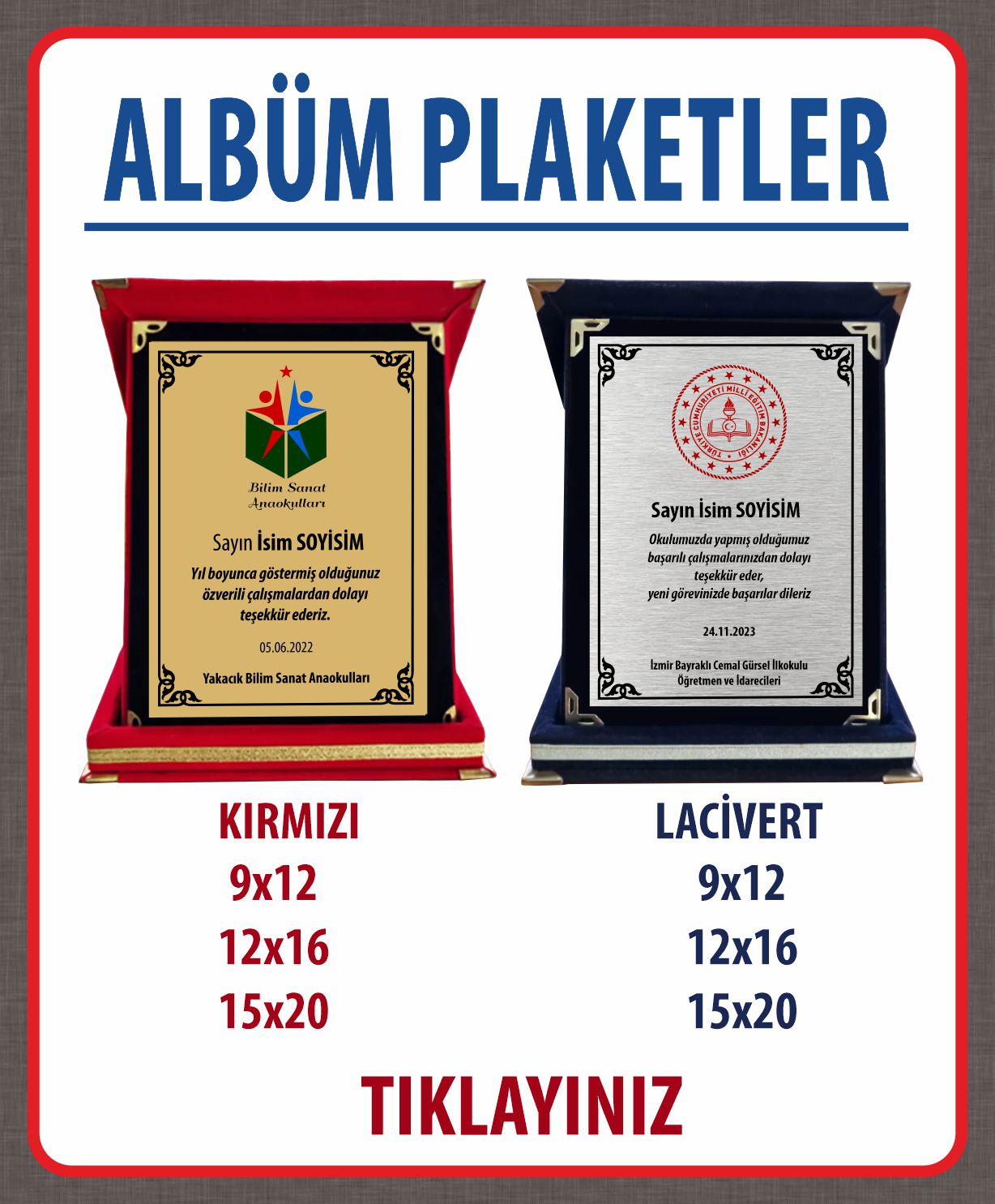 albüm plaketler